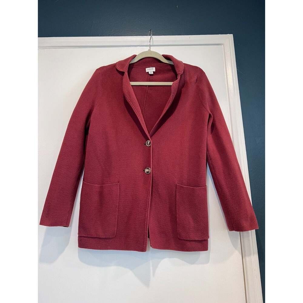 J.Crew Sophie Open Front Sweater Blazer Jacket Size XS Heather Rust Cotton Knit